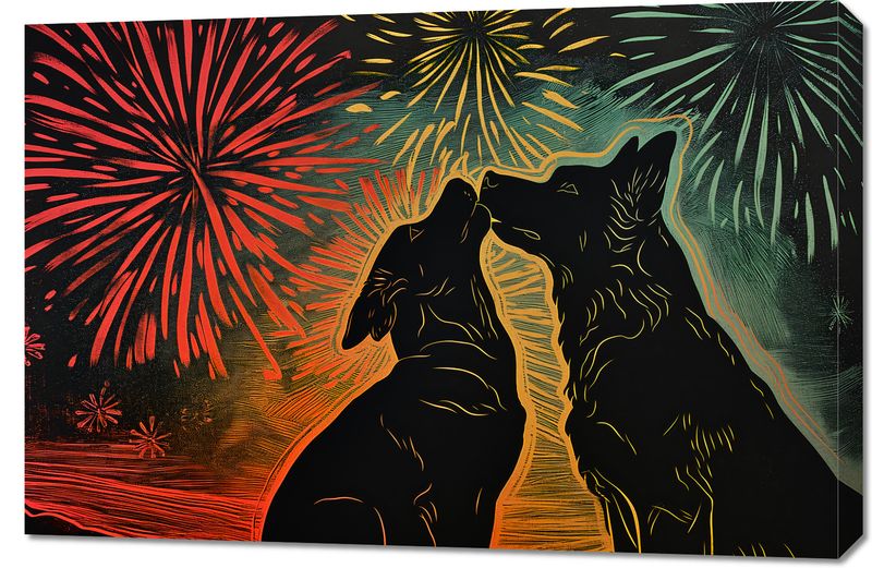 Obraz 90x60cm Psi Uścisk zdjęcie 1