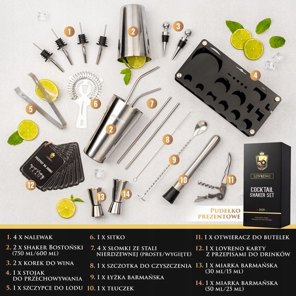 ZESTAW BARMAŃSKI LOVRENO DO DRINKÓW SHAKER zdjęcie 6