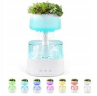 Nawilżacz deszczowy 7 kolorów LED RGB biały 450 ml cichy USB-C