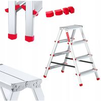 Drabina aluminiowa składana 4 stopniowa 2x4 dwustronna domowa GRATIS
