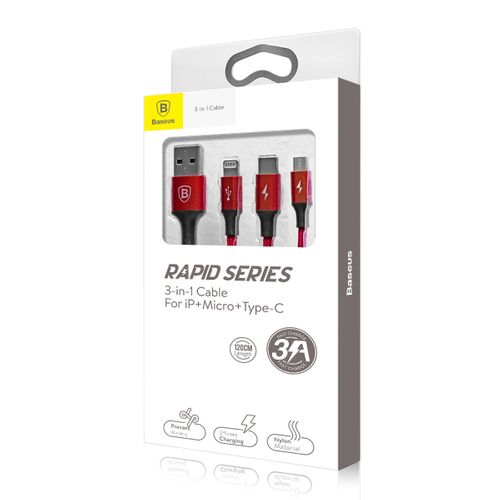 KABEL BASEUS 3W1 MICROUSB USB-C DO APPLE - 1,2M na Arena.pl