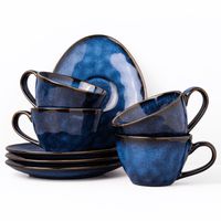 Serwis kawowy Uminami niebieski na 4 osoby 8 szt. Nowoczesny Do zmywarki