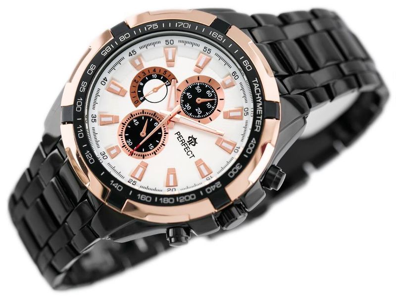 ZEGAREK MĘSKI PERFECT - MILTON - black/gold2 (zp112d) zdjęcie 2