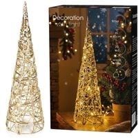 Choinka Świecąca Złota Stożek Świąteczny Ozdobny na Boże Narodzenie 40 cm