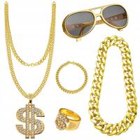 KOSTIUM PRZEBRANIE BIZNESMENA W STYLU LAT 70 80 DOLAR BIŻUTERIA HIP HOP