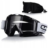 GOGLE MOTOCYKLOWE UNIT CZARNE JASNA SZYBA NA MOTOR CROSS QUAD ATV