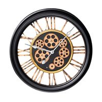 Zegar ścienny 54 cm okrągły czarny z złotymi akcentami styl vintage