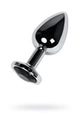 silver anal plug toyfa metal with black round shaped gem
