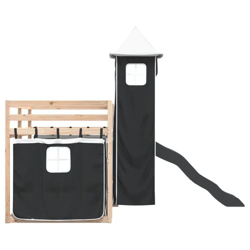 Łóżko na antresoli, ze zjeżdżalnią i zasłonkami, 90x200 cm na Arena.pl