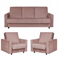 Zestaw mebli wypoczynkowy Alicja wersalka kanapa fotele  liliowy