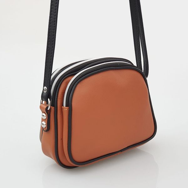 VERA PELLE torebka damska skórzana listonoszka 3 komorowa V463 camel zdjęcie 8