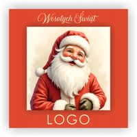 Firmowe naklejki z logo etykeity z życzeniami na paczki 10x10 cm - 250 szt