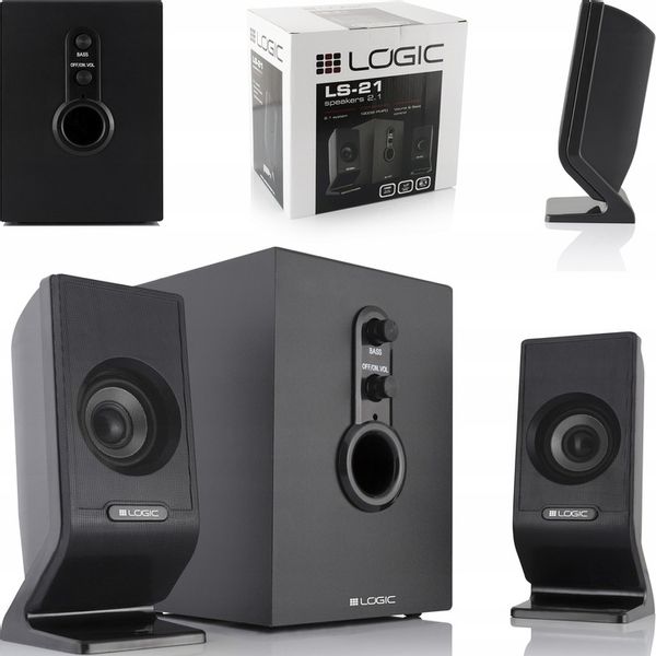 GŁOŚNIKI KOMPUTEROWE PC W SYSTEMIE 2.1 DWA GŁOŚNIKI + SUBWOOFER LOGIC LS-21 zdjęcie 1
