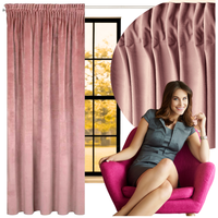 Zasłona kotara welurowa na taśmie 140 x 250 cm brudny róż mięsista gotowa