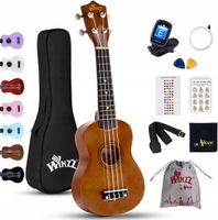 UKULELE SOPRANOWE BRĄZOWE + GRATIS ZESTAW AKCESORIÓW POKROWIEC KOSTKI