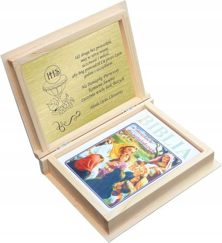 BIBLIA NA KOMUNIĘ PAMIĄTKA PIERWSZEKJ KOMUNII Z GRAWEREM PIĘKNY PREZENT na Arena.pl