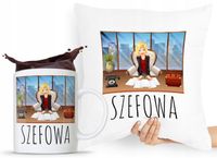 Zestaw Poduszka + Kubek Dla Szefa Szefowej Prezent Z Nadrukiem Ze Zdjęciem