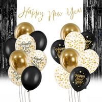 Zestaw balonowy na sylwestra z banerem i kurtyną Happy New Year #3