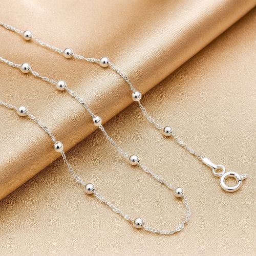 PIĘKNY SREBRNY ŁAŃCUSZEK NASZYJNIK Z KULECZKAMI CELEBRYTKA 35 CM SREBRO 925 na Arena.pl