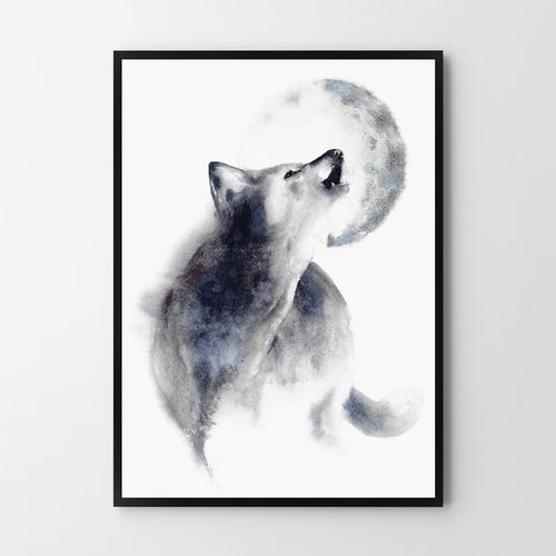 Plakat wilk akwarela 21x29,7 cm A4 na Arena.pl
