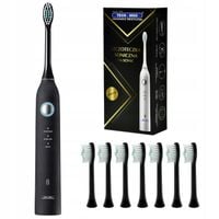 Szczoteczka SONICZNA do zębów + 8 końcówek ZESTAW 3 tryby czarna TECH-MED