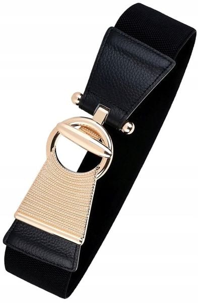 Pasek Szeroki Złota Klamra Do Sukienki Elastyczny zdjęcie 2