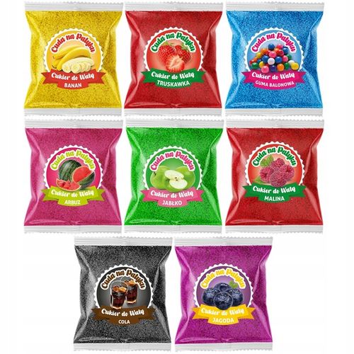 Cukier do Waty Cukrowej KOLOROWY Smakowy na Patyczki ZESTAW 8 x 100 g na Arena.pl