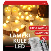 lampki choinkowe 5m ciepłe białe kulki girlanda świąteczna 51led łańcuch