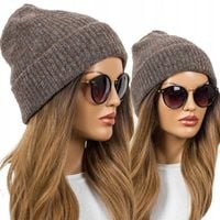 CZAPKA DAMSKA CIEPŁA Zimowa Beanie MODNA Wywijana brązowa KOLORY
