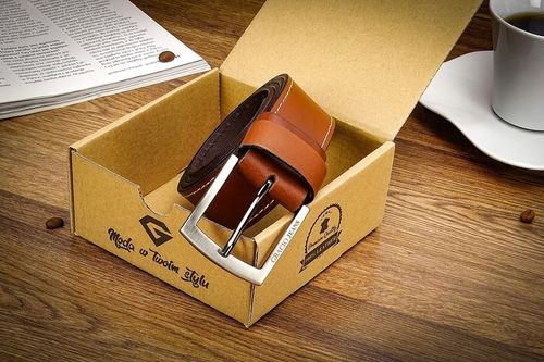 Pasek 110cm Męski Szeroki do SPODNI JEANS Brązowy na Arena.pl