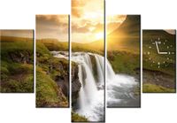 105CM 150CM ZEGAR 5 ELEM ISLANDZKI KRAJOBRAZ DRUK OBRAZ