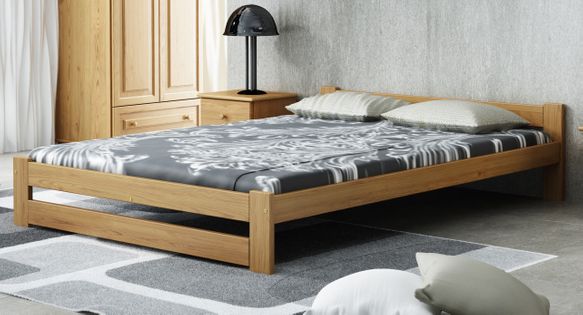 Łóżko drewniane Inter 160x200 EKO DĄB/ORZECH z materacem piankowym
