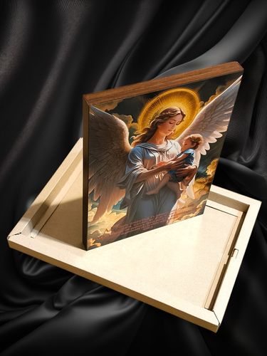 Obraz 3D Anioł Stróż Z Chłopcem 28X19,5 Cm Drewno 18 Mm na Arena.pl