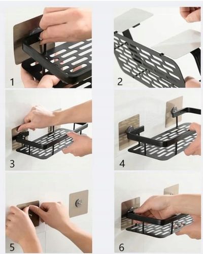 ZESTAW 2 SZT PÓŁKA ŁAZIENKOWA WISZĄCA METALOWA SAMOPRZYLEPNA CZARNA LOFT na Arena.pl