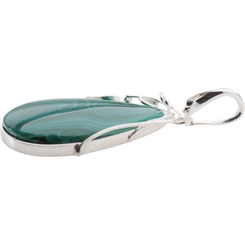 Zawieszka malachit łza w srebrze z liśćmi na Arena.pl