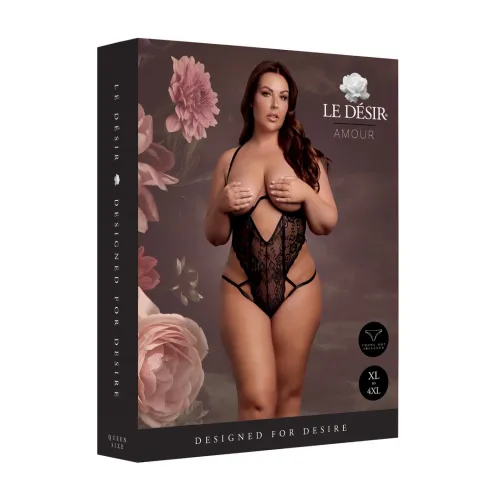 obsessive bodysuit plus size black - model z koronką i regulacją na Arena.pl