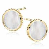 OKRĄGŁE POZŁACANE SREBRNE KOLCZYKI WKRĘTKI KÓŁKA KÓŁECZKA JASNA MASA PERŁOW