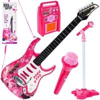 Gitara Elektryczna dla Dzieci Wzmacniacz Mikrofon Różowa