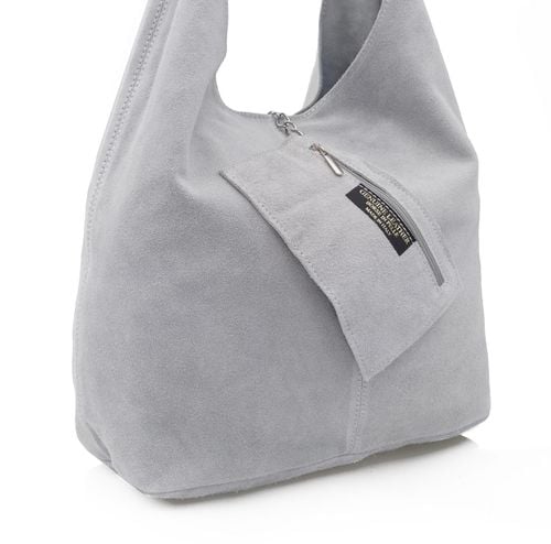 VERA PELLE torebka zamszowa worek na ramię z saszetką V132 granatowa na Arena.pl