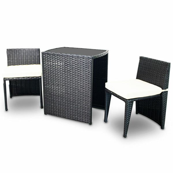MEBLE OGRODOWE Z TECHNORATTANU STOLIK 2 CHOWANE FOTELE CZARNE 17385 zdjęcie 4