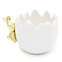 Osłonka ceramiczna jajko wielkanocne BIAŁE skorupka jajka z zajączkiem