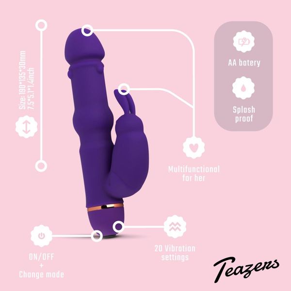 Teazers Silicone Rabbit Vibrator - Purple zdjęcie 8