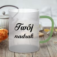 Kubek 450 ml mrożone szkło z twoim nadrukiem - jasnozielone ucho