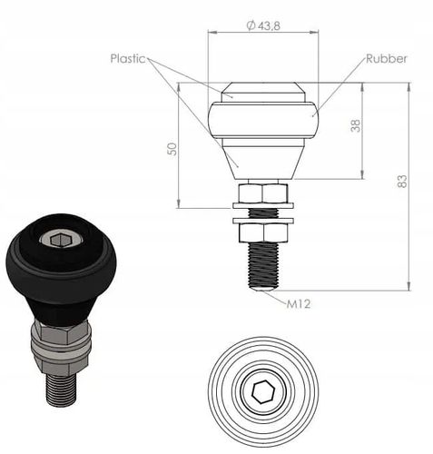mocowanie górne uchwyt górny bram do profilu 40mm guma RAL 7016 na Arena.pl