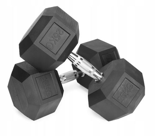Hantle stałe 1x25kg żeliwne gumowane 25kg HEX do treningu SOLIDNE na Arena.pl