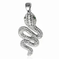 RODOWANY SREBRNY WISIOREK WĄŻ ŻMIJA SNAKE CYRKONIE