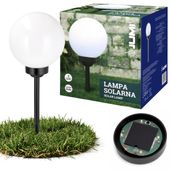 lampa solarna 4 led wbijana czujnik zmierzchu do ogrodu 53 biała kula ip44