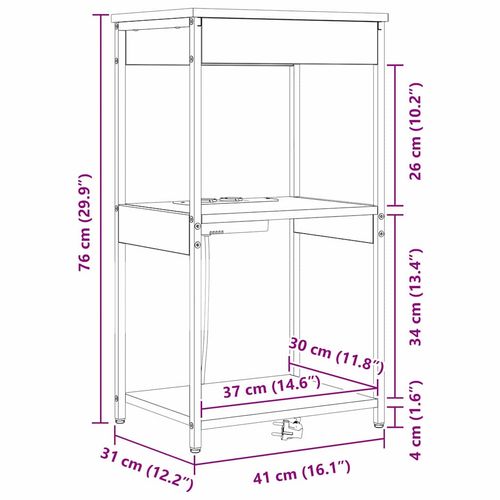 Nocna szafka z stacją ładującą z półką Szary dąb sonoma na Arena.pl