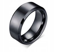 OBRĄCZKA CZARNA GŁADKA STAL PIERŚCIONEK 19