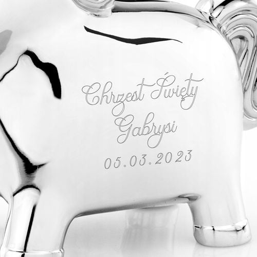 Skarbonka jednorożec srebrna prezent na chrzest pamiątka chrztu + GRAWER na Arena.pl